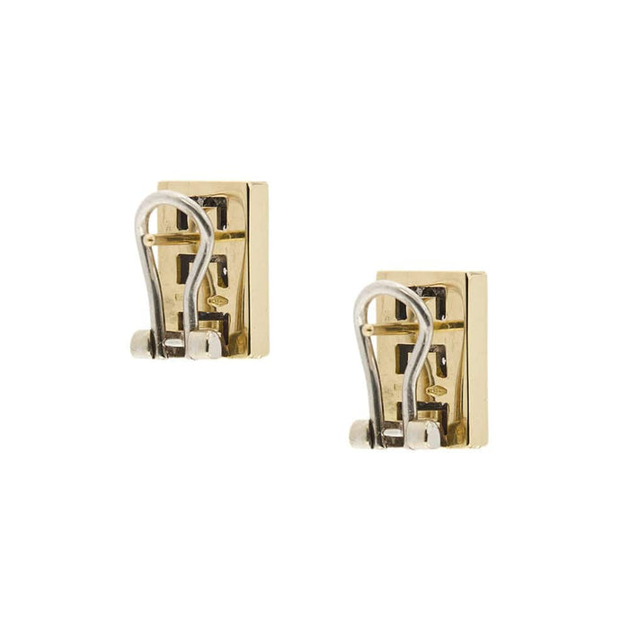 Boucles d'oreilles Boucles d'oreilles rectangulaires en or jaune et blanc avec diamants 58 Facettes 34505