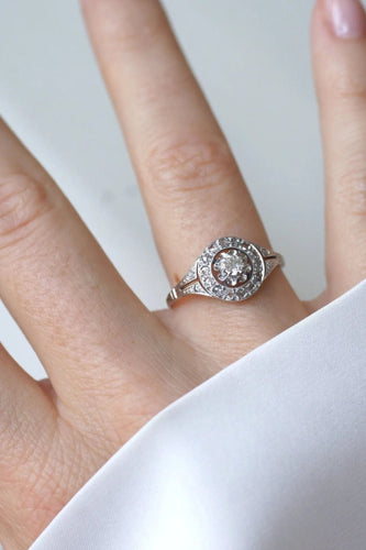 Bague Bague art déco or blanc, platine et diamants 58 Facettes