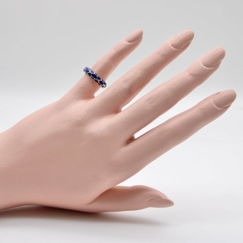 Bague Bague vintage en or 18 carats et émail bleu Tiffany & Co 58 Facettes