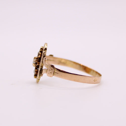 Bague Bague or rose époque Napoléon III Perles fines 58 Facettes