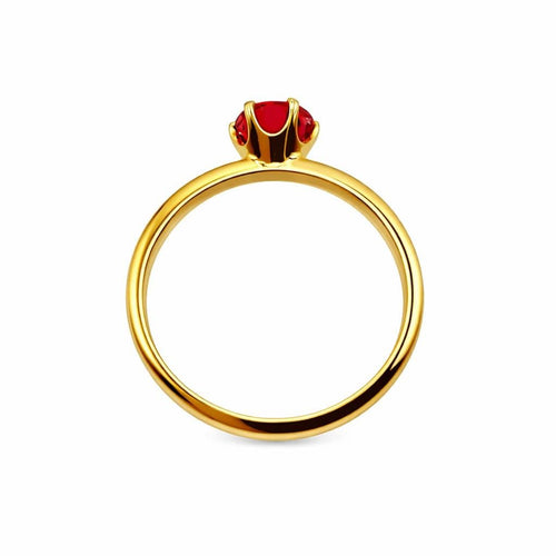 Bague 53 Solitaire en or jaune avec rubellite taille coussin rond 58 Facettes 50350
