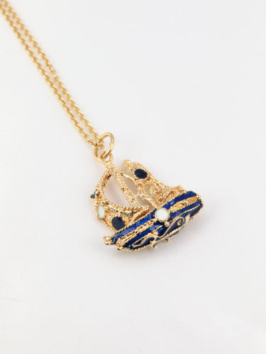 Pendentif Pendentif Or et Email Bleu et Blanc 58 Facettes 160