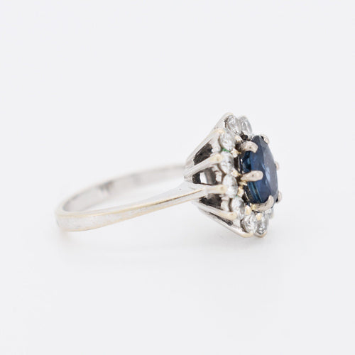 Bague 51 Bague Marguerite Saphir Naturel et Diamants 58 Facettes 312