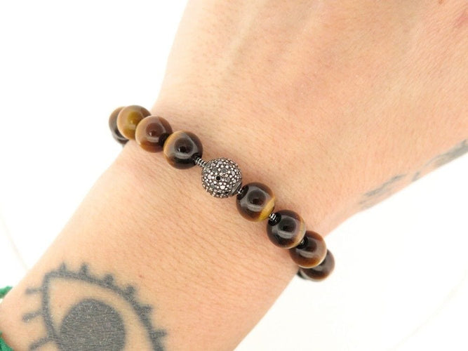 Bracelet bracelet DAVID YURMAN spiritual beads oeil de tigre & diamants 58 Facettes 260547