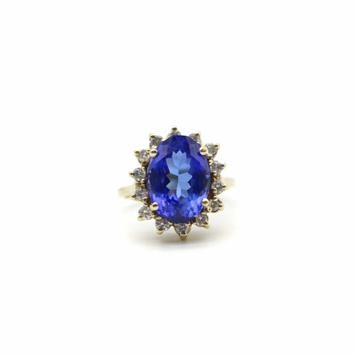 Bague 54 Bague en or tanzanite et halo de diamants par LeVian 58 Facettes