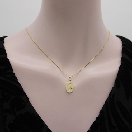 Pendentif Pendentif Oiseau de la Paix gravé à la main en or 14 carats 58 Facettes A2001C