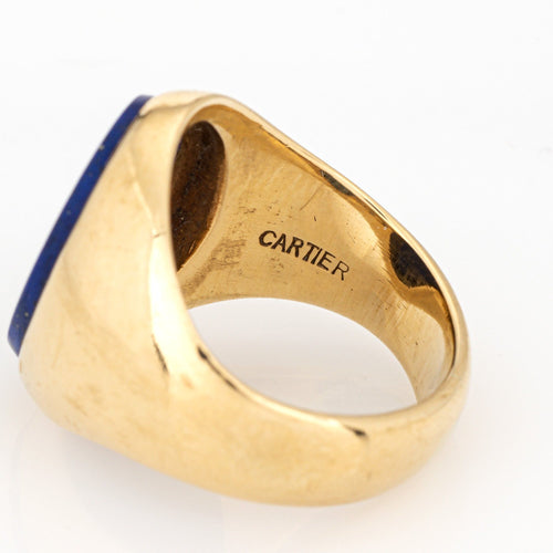Bague 52 CARTIER - Bague en or jaune des années 70 Larter & Sons Lapis Lazuli Signet 58 Facettes G13985