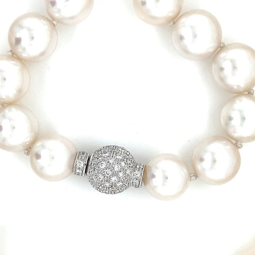 Collier Collier Diamants Perles blanches d'Australie 58 Facettes