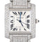Montre Cartier - Montre Tank Française référence 2302 en acier et diamants 24.00ct 58 Facettes