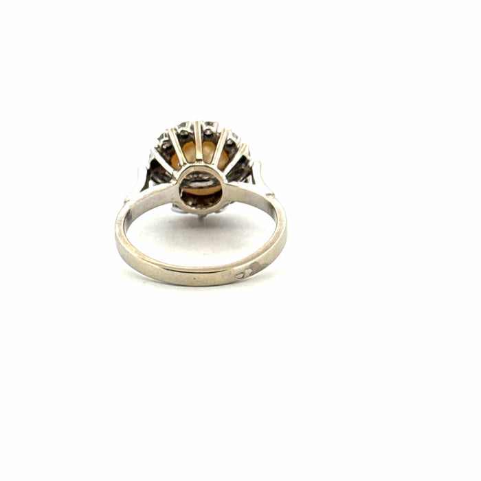 Bague 47 Bague entourage or blanc perle de culture et diamants 58 Facettes 83-GS30861-01