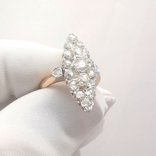 Bague 55 Bague vintage Or rose platine & Diamants 58 Facettes