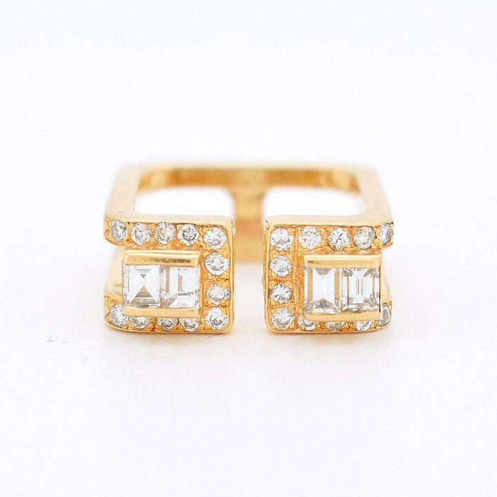 Bague 48 JEAN VENDOME - Bague Carrée en or Jaune et diamants 58 Facettes 245