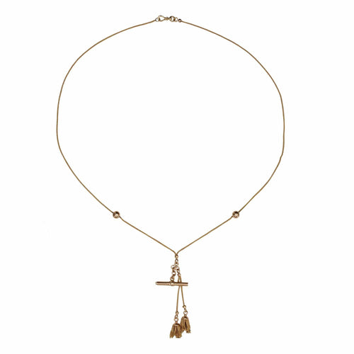 Collier Ancienne chaine de montre perle pompons et clé 58 Facettes 18-275