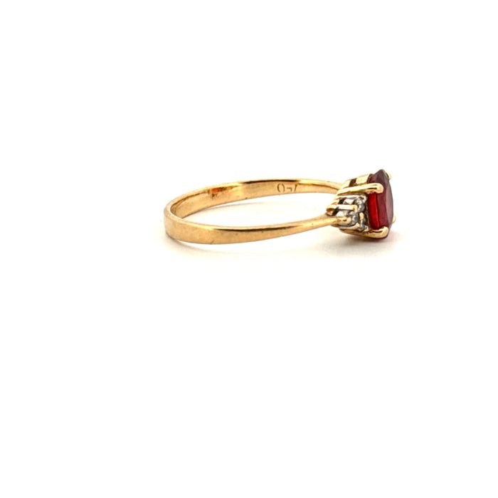 Geelgouden ring met robijn en diamant