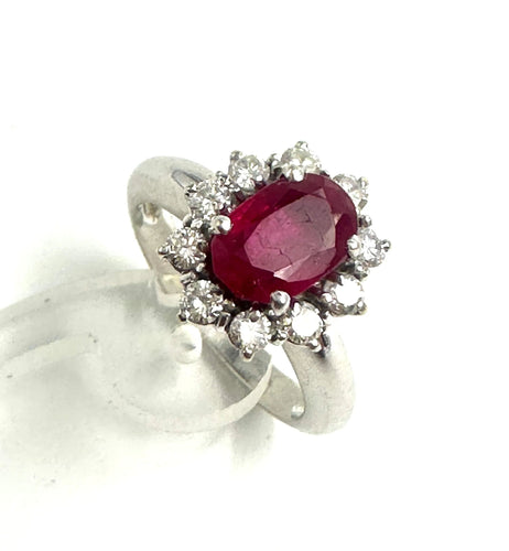 Bague 53 Bague marguerite avec rubis et diamants 58 Facettes