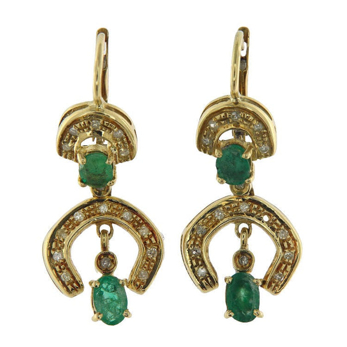 Boucles d'oreilles Boucles d'oreilles pendantes or jaune, émeraudes et diamants 58 Facettes G3647