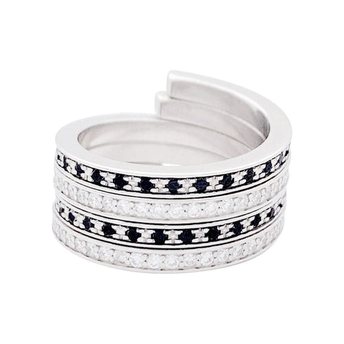 Bague 49 Bagues Dinh Van, "Spirale", or blanc, diamants et diamants noirs. 58 Facettes 33692