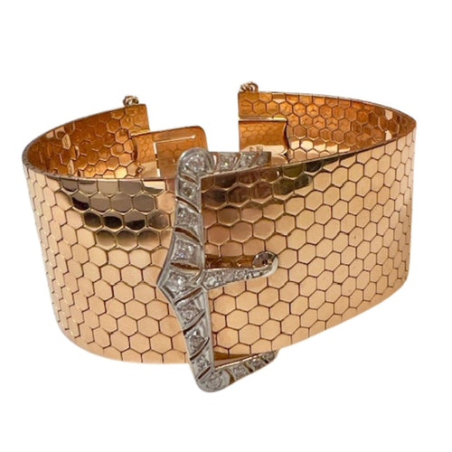 Bracelet Bracelet en or jaune avec diamants 1940-1945 58 Facettes A2631