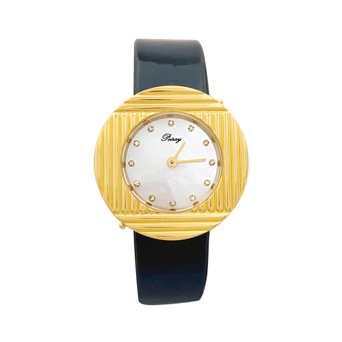 Montre Montre Poiray "Ma Seconde" acier, or, cuir, nacre, diamants. 58 Facettes 34313