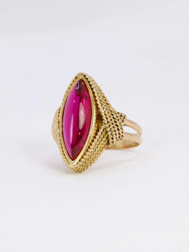 Bague 57 Bague vintage or jaune torsadé rubis 58 Facettes 1087.15