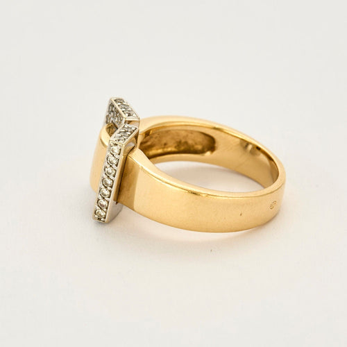 Bague 56 Bague or jaune et blanc et diamants 58 Facettes THI01582