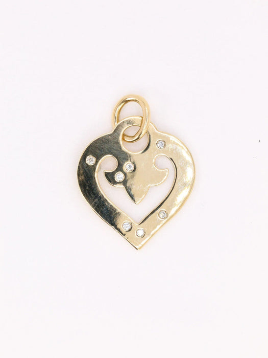 Pendentif Pendentif coeur OJ Perrin or jaune diamants 58 Facettes J614