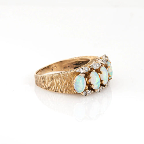 Bague 46 Bague diamant opale vintage des années 60 en or jaune 14 carats 58 Facettes G13166