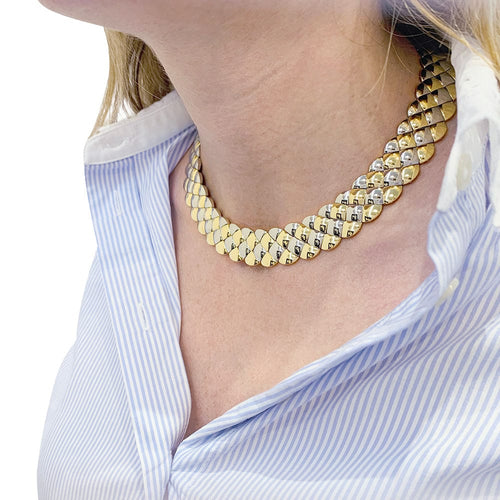 Collier Collier Aldebert or jaune et blanc. 58 Facettes 34063