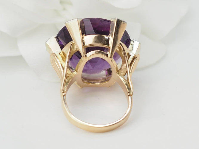 Bague 58 Importante Bague COCKTAIL en or rose, améthyste et diamants 58 Facettes 33421