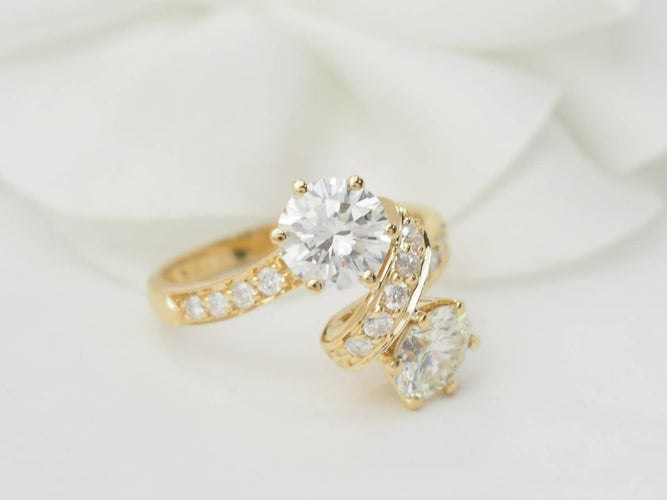 Bague 52 Bague Toi et Moi en or jaune et diamants 58 Facettes 33541