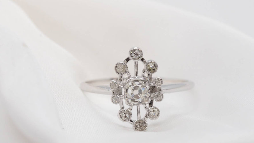 Bague 57 Bague Marquise ajourée Diamants 58 Facettes 30394