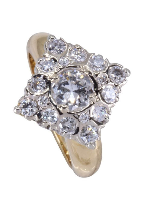 Yellow gold and white diamond ring