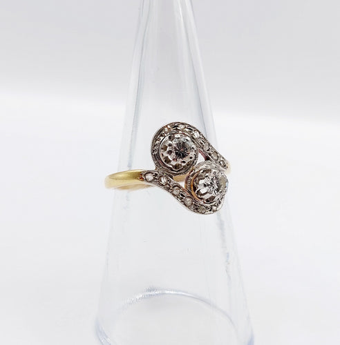 Bague 52 Bague toi et moi antique or jaune et diamants 58 Facettes A05760