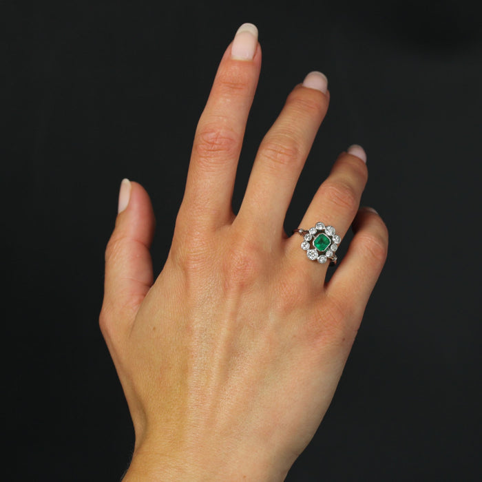 Antique emerald and diamond ring