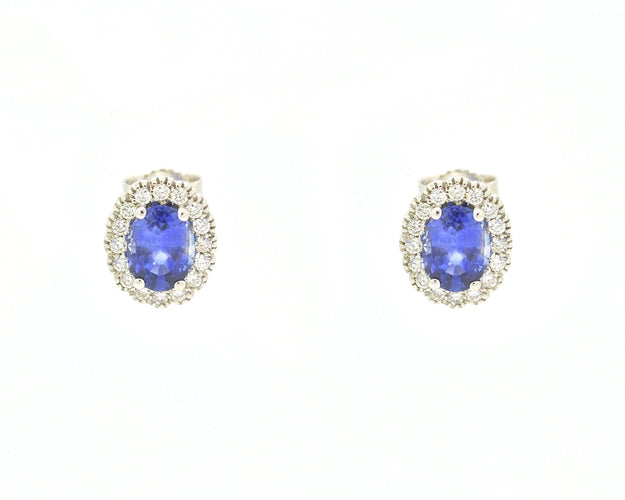 Boucles d'oreilles Boucles d'oreilles avec saphirs et diamants de 2,15 ct 58 Facettes