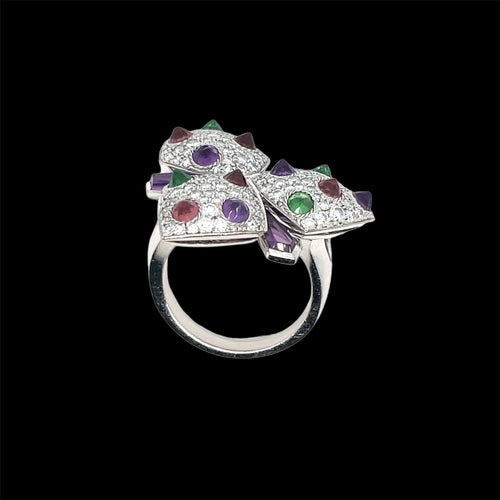 Bague 55 Cartier Diamond and Multi-Gem Caresse d'Orchidées Ring 58 Facettes