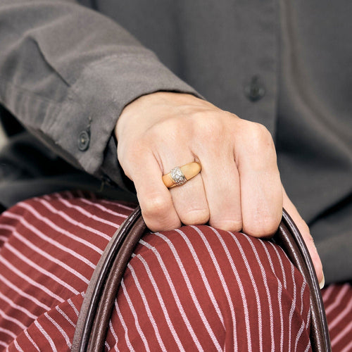 Bague 48 Bague jonc or jaune et gris, diamants 58 Facettes CHAL0178