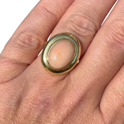 Bague 53 Bague Corail peau d'ange en or jaune 18 carats 58 Facettes 353