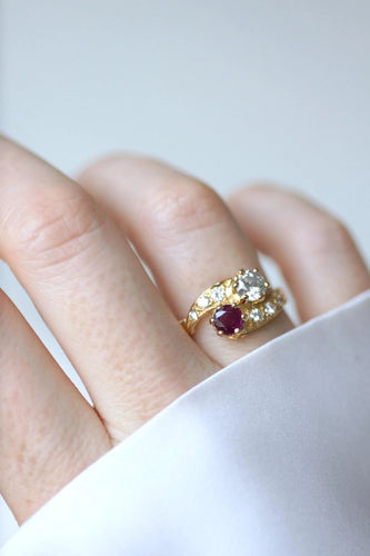 Bague 58 Bague or jaune Toi et Moi Rubis et Diamants 58 Facettes