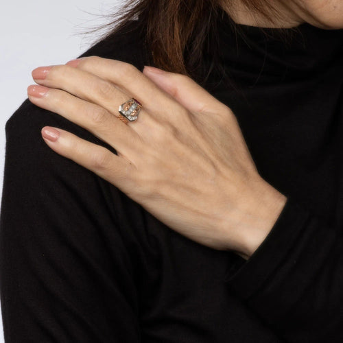 Bague Retro Buckle Ring Diamond Sz 6 Band 14k Rose Gold Vintage Fine Jewelry 58 Facettes 15467