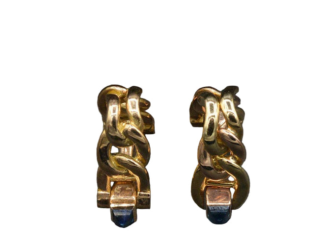 2 златни копчета за ръкавели със сапфир