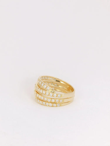Bague 54 Bague 4 corps en or jaune et diamants 58 Facettes J132