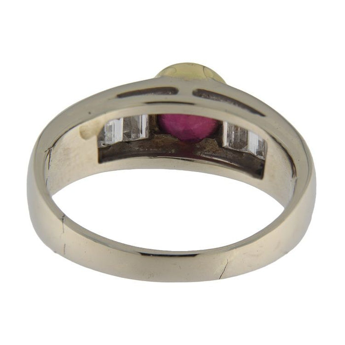 Ring in witgoud en juwelen met rubino en diamanten