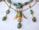 Collier Collier Ancien Néo Egyptien Or Jaune et Turquoises 58 Facettes