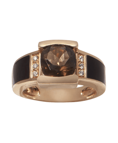 Bague 58 Bague épaulée Clozeau Or rose 18K Quartz fumé Diamant 58 Facettes BO230094/VÉNUSCLOZEAU