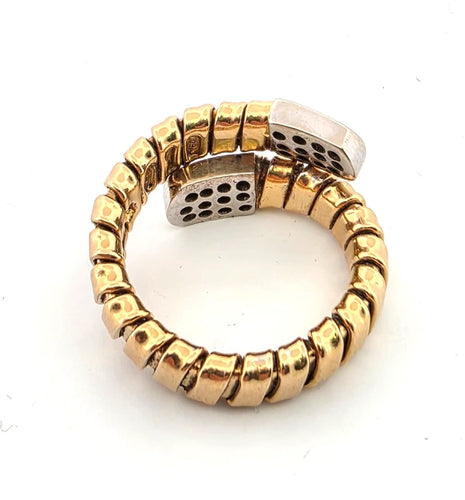 Bague 54 Bague à maillons souples en or jaune et or blanc avec diamants 58 Facettes