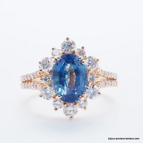 Bague 54 Bague or jaune saphir diamants 58 Facettes 4803