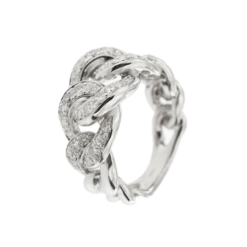 Bague 53 Bague gourmette Or blanc Diamants 58 Facettes 35796