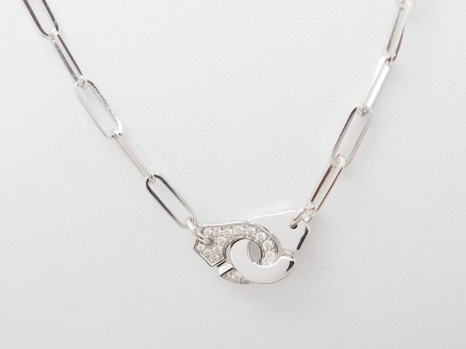 Collier Collier Dinh Van Menottes R12 Or Blanc et Diamants 58 Facettes 33175