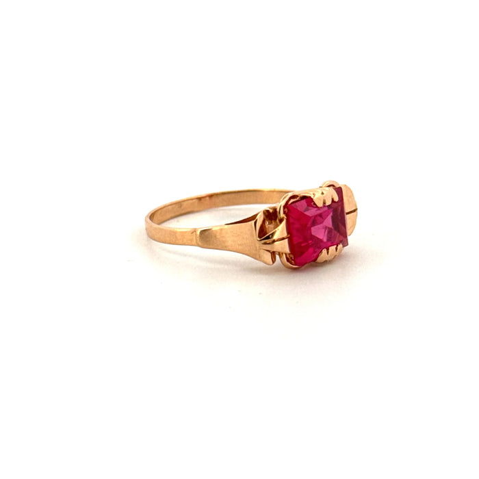 Ring Art Deco yellow gold and ruby
